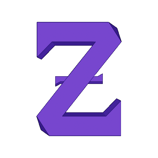 A spinning purple 'Z'; the insignia of the author